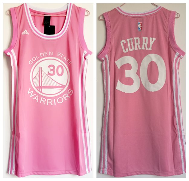 Women's Golden State Warriors #30 Stephen Curry Dress Basketball Jersey Pink