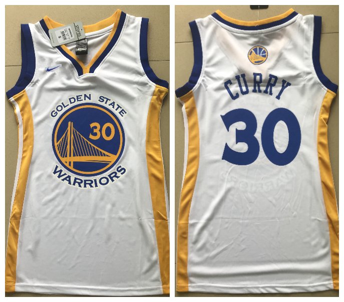 Women's Golden State Warriors #30 Stephen Curry Dress Basketball Jersey White