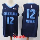 Youth Memphis Grizzlies #12 Ja Morant Basketball Swingman Stitched Jersey Navy