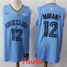 Youth Memphis Grizzlies #12 Ja Morant Stitched Basketball Swingman Jersey Blue