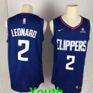 Youth Los Angeles Clippers #2 Kawhi Leonard Basketball Stitched Jersey Blue