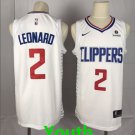 Youth Los Angeles Clippers #2 Kawhi Leonard Basketball Stitched Jersey White