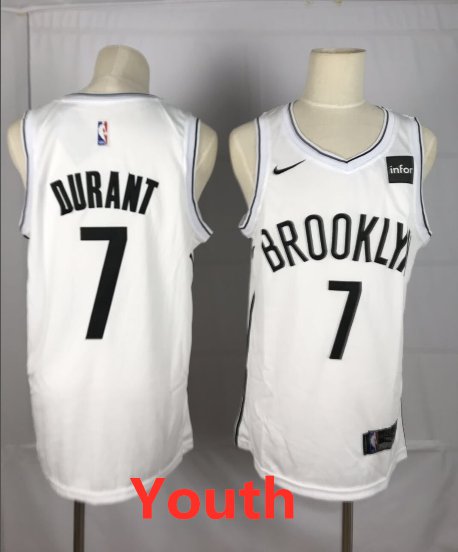 Youth Brooklyn Nets #7 Kevin Durant Stitched Swingman Basketball Jersey White