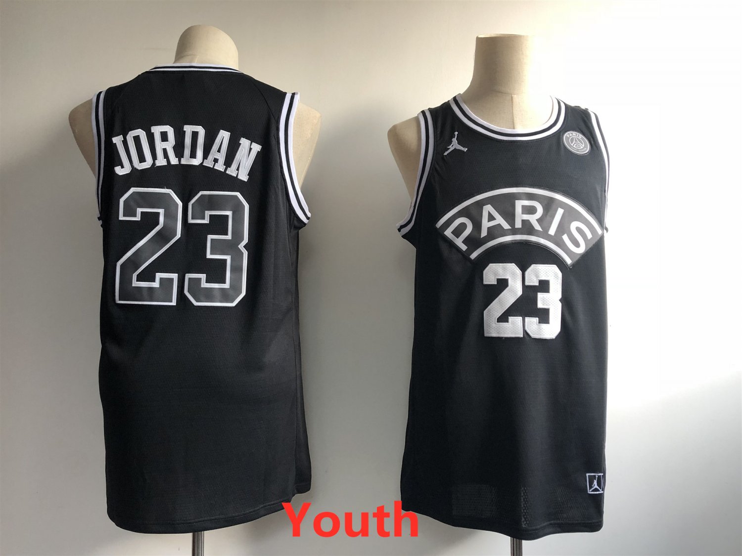 Youth Paris SG Joint #23 Michael Jordan Basketball Jersey Black Stitched