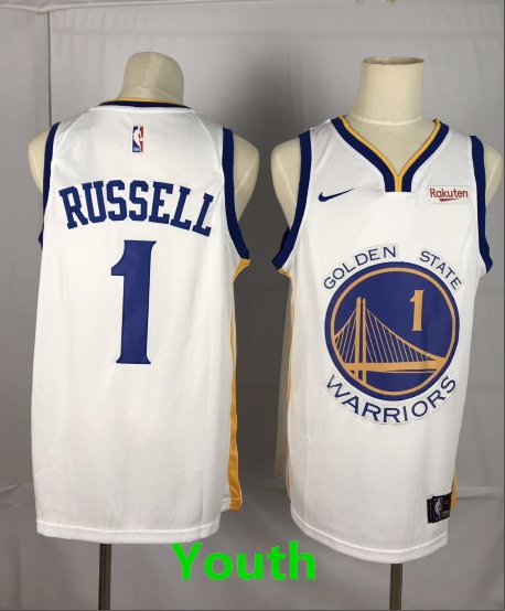 Youth Golden State Warriors #1 D'Angelo Russell Basketball Stitched Jersey White