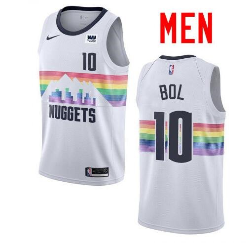 Men's Denver Nuggets #10 Bol Bol White City Basketball Jersey Stitched