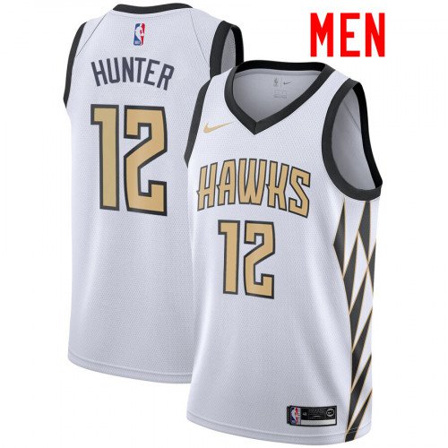 Men's Atlanta Hawks #12 De'Andre Hunter White City Basketball Jersey