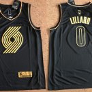 Men's Portland Trail Blazers #0 Damian Lillard Black Gold Edition Jersey Stitched