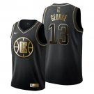 Men's LA Clippers #13 Paul George Black Golden Edition Basketball Jersey Stitched