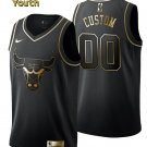 Youth,kids Chicago Bulls #00 Custom Name Number Jersey Golden Edition Black Swingman Basketball