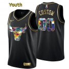 Youth,kids Chicago Bulls #00 Custom Name Number Jersey Golden Edition Diamond Logo Black