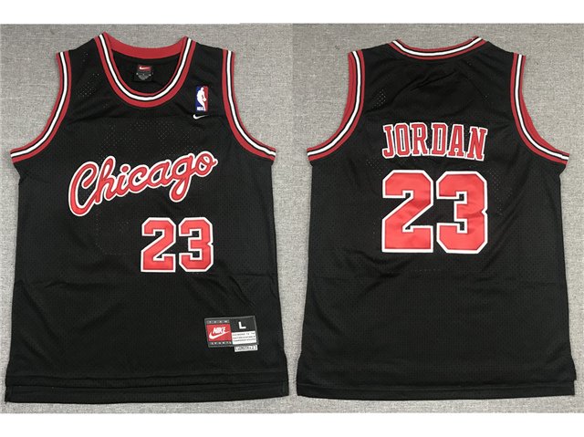 Men's Chicago Bulls #23 Michael Jordan Jersey Throwback Black Basketball