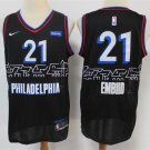Men's Philadelphia 76ers #21 Joel Embiid Jersey 2021 Black City Edition Swingman Basketball
