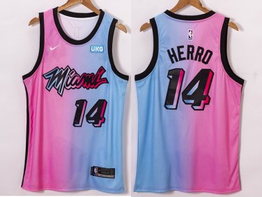 Tyler Herro #14 Miami Heat City Blue Pink Jersey