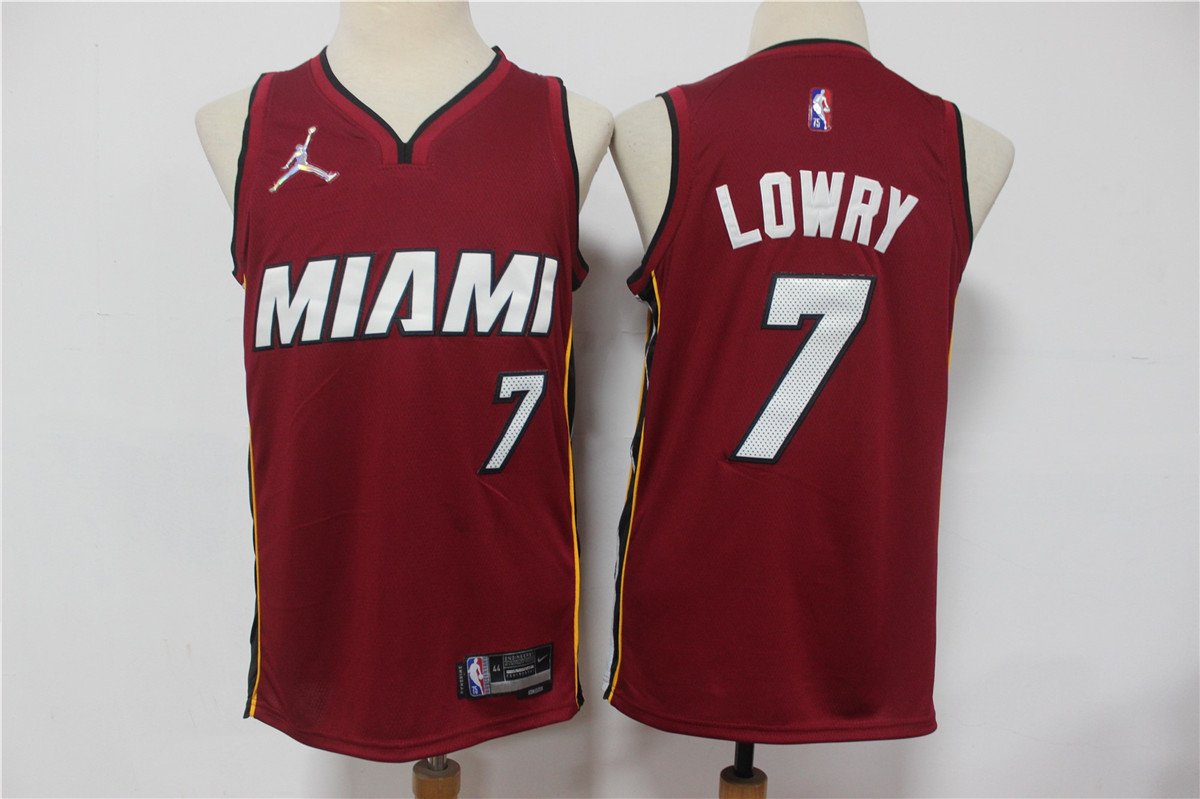 Men's Miami Heat #7 Kyle Lowry Jersey 75th Anniversary Diamond 2022 Red Statement Edition