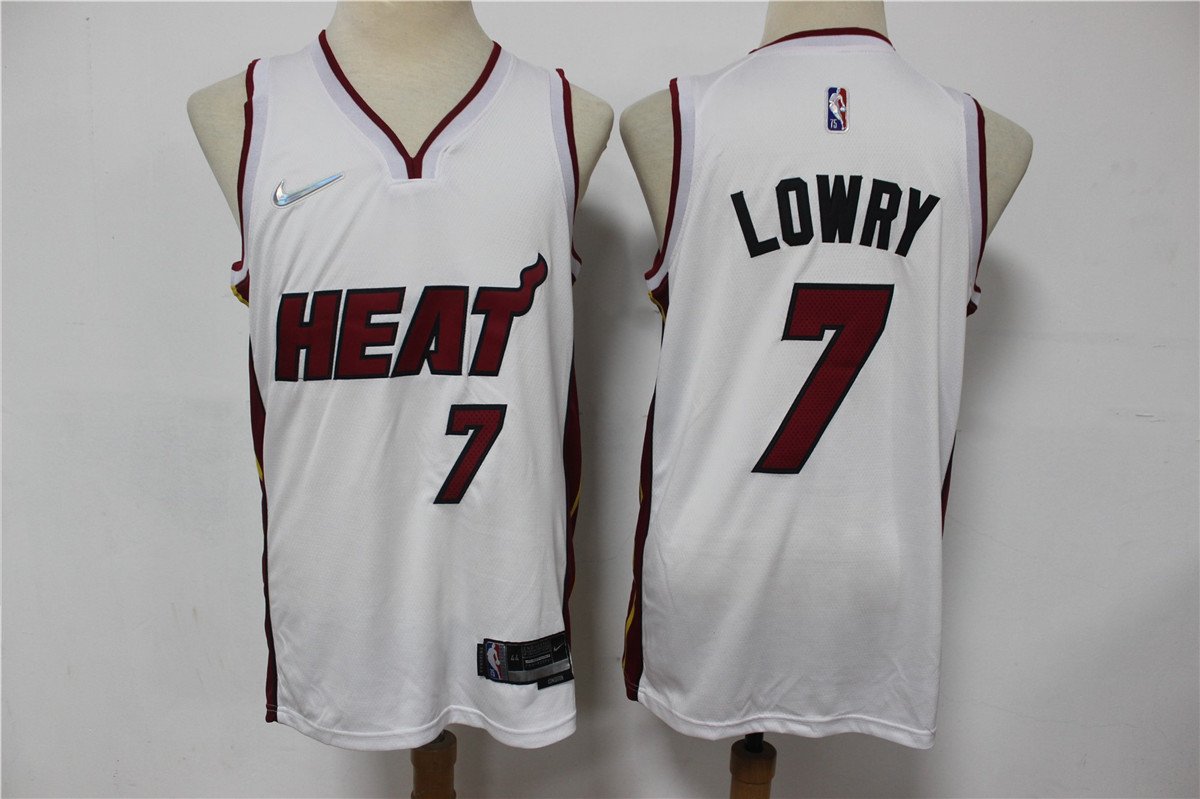 Men's Miami Heat #7 Kyle Lowry Jersey 75th Anniversary Diamond 2022 White Association Edition