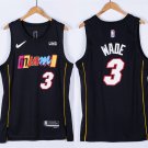 Men's Miami Heat #3 Dwyane Wade Jersey 75th Anniversary Diamond 2022 Black City Edition