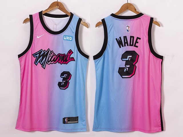 Miami Heat Dwyane Wade 2021 City Pink Blue Jersey