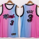 Men's Miami Heat #3 Dwyane Wade Jersey 2021 Pink/Blue City Edition Swingman Basketball