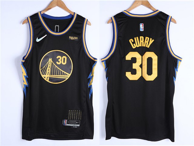 Men's  Golden State Warriors #30 Stephen Curry Jersey 75th Diamond 2022 Black City Edition