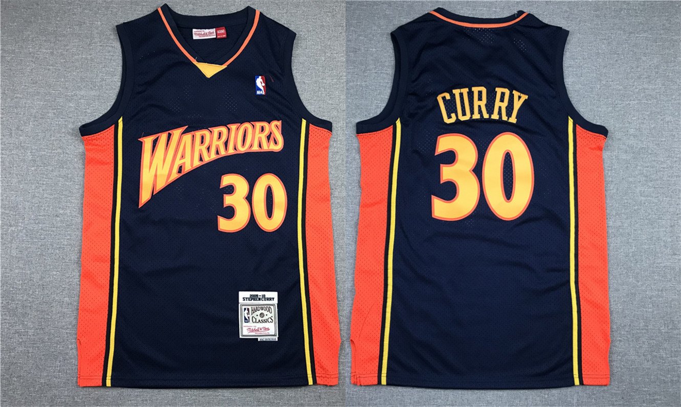 Men's  Golden State Warriors #30 Stephen Curry Jersey Throwback Navy Classics Basketball