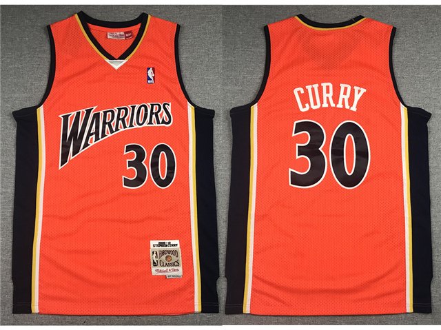 Men's  Golden State Warriors #30 Stephen Curry Jersey Throwback Orange Classics Basketball