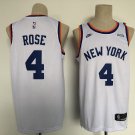 Men's  New York Knicks #4 Derrick Rose Jersey White Classic Edition Swingman Basketball