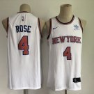 Men's  New York Knicks #4 Derrick Rose Jersey White Swingman Basketball