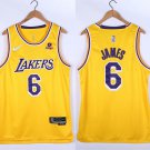 Men's Los Angeles Lakers #6 Lebron James Jersey 75th Anniversary Diamond 2022 Gold Icon Edition