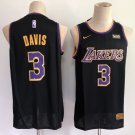 Men's Los Angeles Lakers #3 Anthony Davis Jersey 2021 Black Earned Edition Swingman Basketball