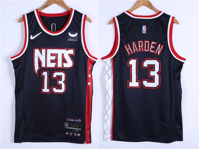 Men's Brooklyn Nets #13 James Harden Jersey 75th Anniversary Diamond 2022 Navy City Edition