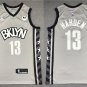 Men's Brooklyn Nets #13 James Harden Jersey 2021 Gray Statement Edition Swingman Basketball