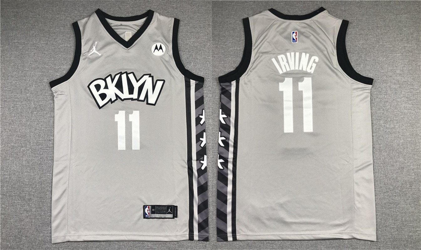 Men's Brooklyn Nets #11 Kyrie Irving Jersey 2021 Gray Statement Edition Swingman Basketball
