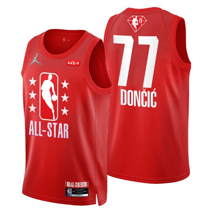 Men S Dallas Mavericks 77 Luka Doncic Jersey 2022 All Star Red Basketball