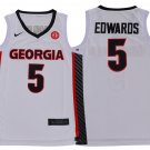men's & youth Georgia Bulldogs #5 Anthony Edwards Jersey White College Basketball