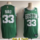 men's & youth Boston Celtics #33 Larry Bird Basketball Jersey Green