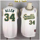 men's & youth Seattle Sonics #34 Ray Allen Jersey White Throwback Basketball