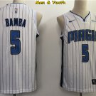 men's & youth Orlando Magic 5# Mohamed Bamba Jersey White Stripe Swingman Basketball