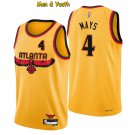 men's & youth Atlanta Hawks #4 Skylar Mays Jersey 2022 75th Diamond Gold City Edition Basketball
