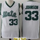men's & youth Michigan State Spartans #33 Magic Johnson Jersey White College Basketball