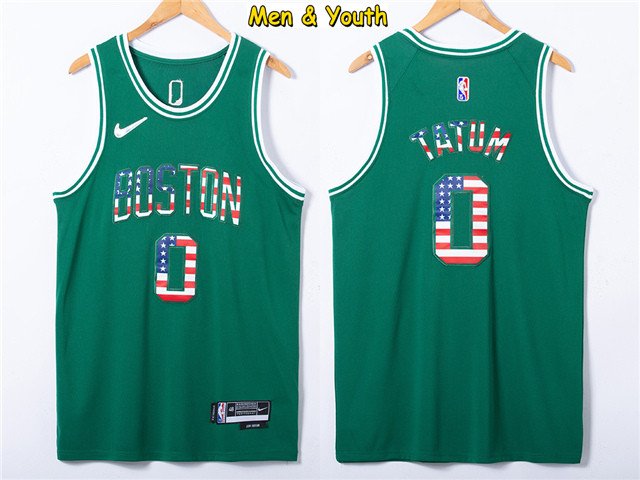 Men's Boston Celtics #0 Jayson Tatum Jersey 75th Diamond 2022 Green US Flag Swingman Basketball