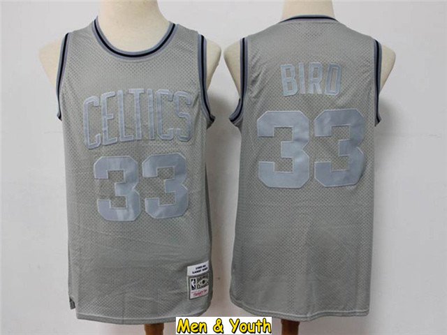 men's & youth Boston Celtics #33 Larry Bird Jersey Metal Gray Classics Swingman Basketball