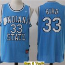 men's & youth Indiana Sycamores #33 Larry Bird Jersey Light Blue College Basketball