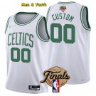 men's & youth Boston Celtics #00 Custom Name Number Jersey 2022 Finals White Association Edition