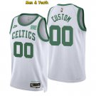 men's & youth Boston Celtics #00 Custom Name Number Jersey White Classic Edition Year Zero