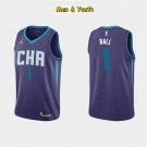 men's & youth Charlotte Hornets #1 LaMelo Ball Jersey 2023 Purple Statement Swingman Basketball