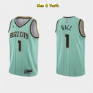 men's & youth Charlotte Hornets #1 LaMelo Ball Jersey 2023 Green City Edition Swingman Basketball