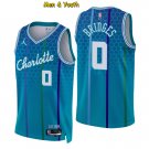 men's & youth Charlotte Hornets #0 Miles Bridges Jersey 75th Diamond 2022 Blue City Basketball