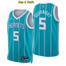men's & youth Charlotte Hornets #5 James Bouknight Jersey 75th Diamond 2022 Teal Icon Edition