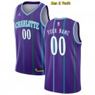 men's & youth Charlotte Hornets #00 Custom Name Number Jersey Purple Classics Edition Basketball